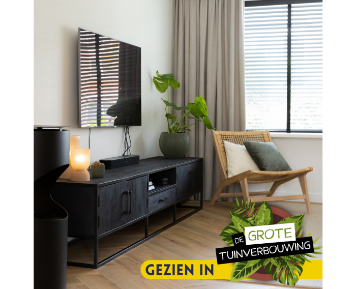 Tv meubel Denver Black 240 cm | Mangohout en staal