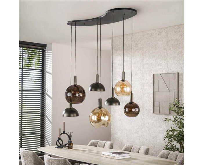 Hanglamp 4+3L Cluster - Sienna brown
