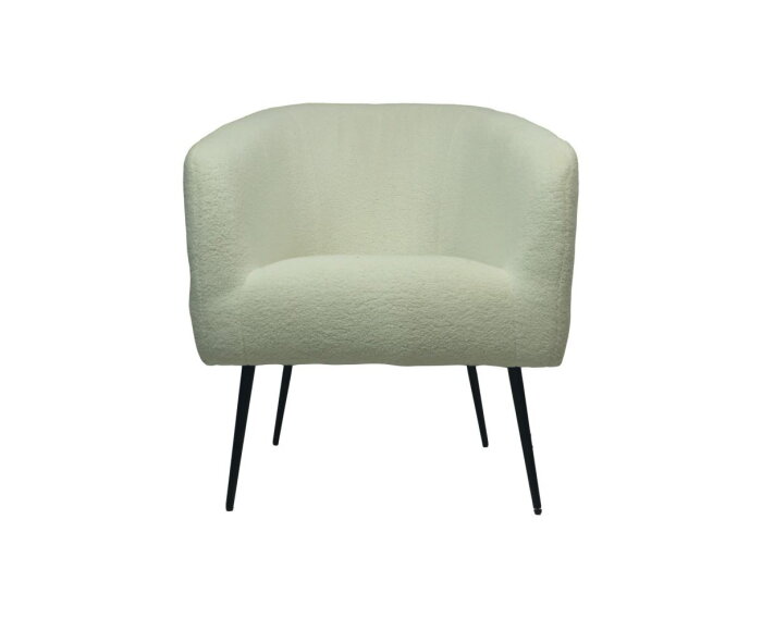 Fauteuil - 77x68x83 - Wit/zwart - Bouclé