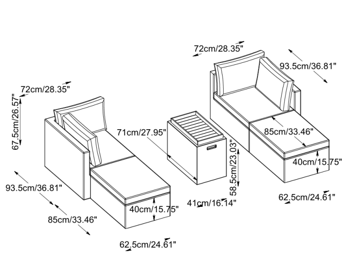 Loungeset Madeira modulair 6-delig - PE wicker - tuinset