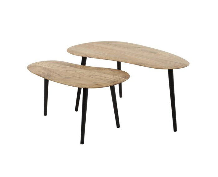 Salontafel set/2 niervormig organisch - Massief acacia naturel