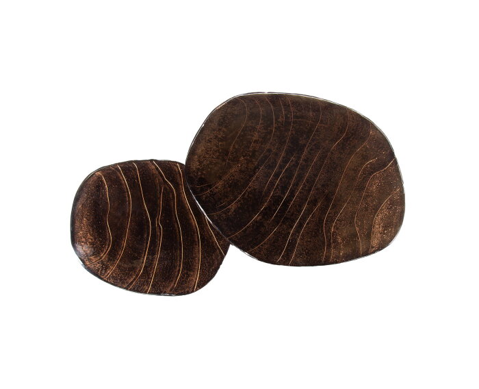Salontafel Eclips set van 2 Glas - Koper antiek finish