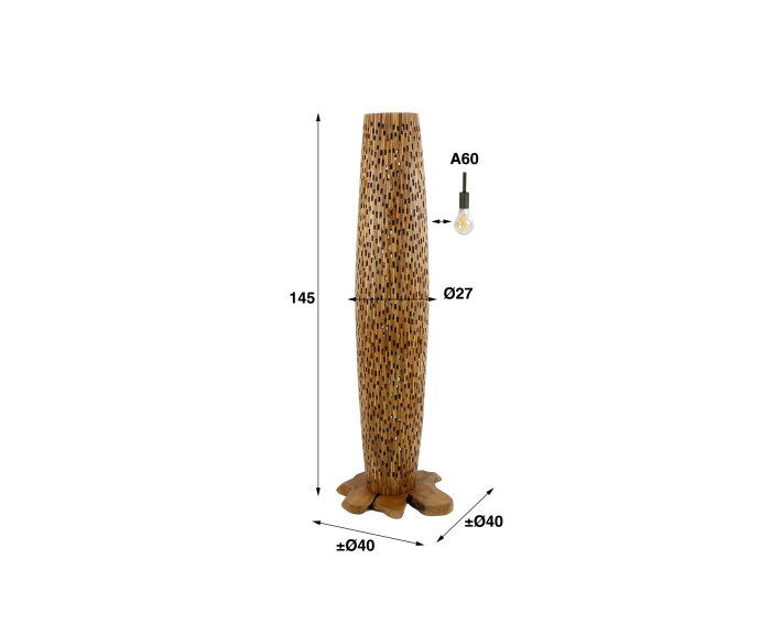 Vloerlamp M bars - Massief gerecycled teakhout