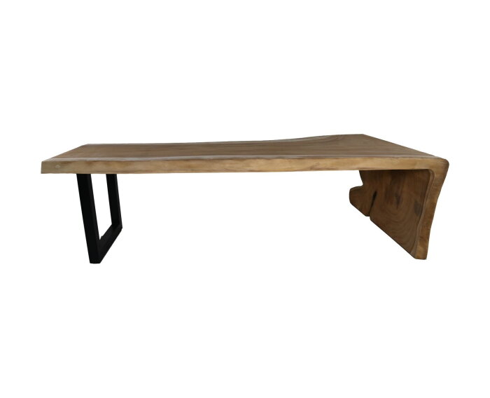 Eettafel Buffalo gebogen Rechthoekig - Munggur/metaal - 300x100x78 - Naturel/zwart