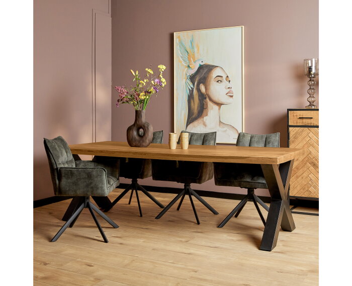 Eetkamertafel Denver | Rechthoek X-poot | 240 cm