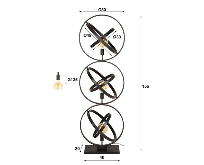 Vloerlamp 3L Galaxy - Artic zwart