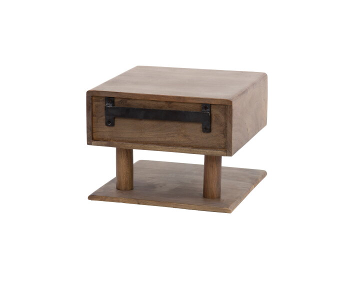 Nachtkastje 1L shelve Carve - Massief acacia drift brown