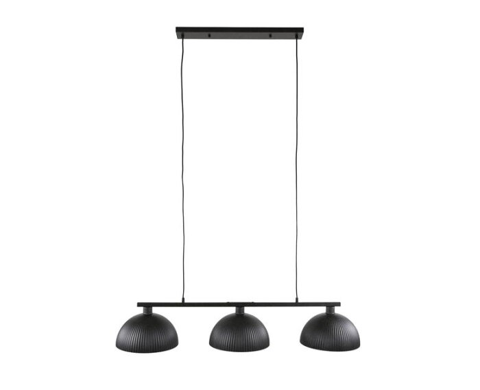 Hanglamp 3L halfronde kap-ribbel - Artic zwart