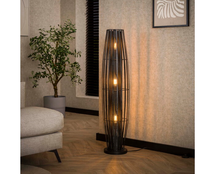 Vloerlamp 120 3L cylinder mesh - Charcoal