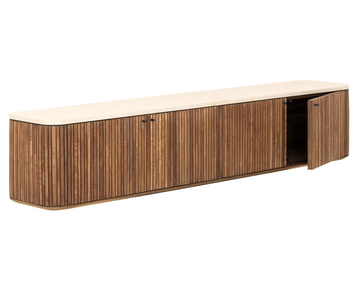 Hanging TV stand Lagoon medium,37x180x35 cm, teakwood + mortex
