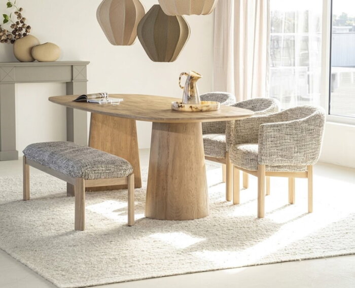 Eettafel Lune Deens ovaal mangohout 240x105 cm - naturel | Eleonora