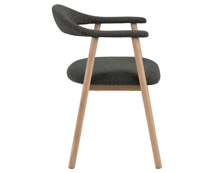 HSM Collection-Eetkamerstoel Ella Met Arm S/2-56x54x76-Grijs/White Wash-Stof/Eiken