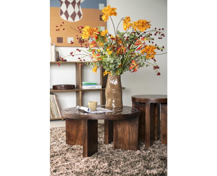 Side table TiledUp 40x40cm - bruin | BY-BOO