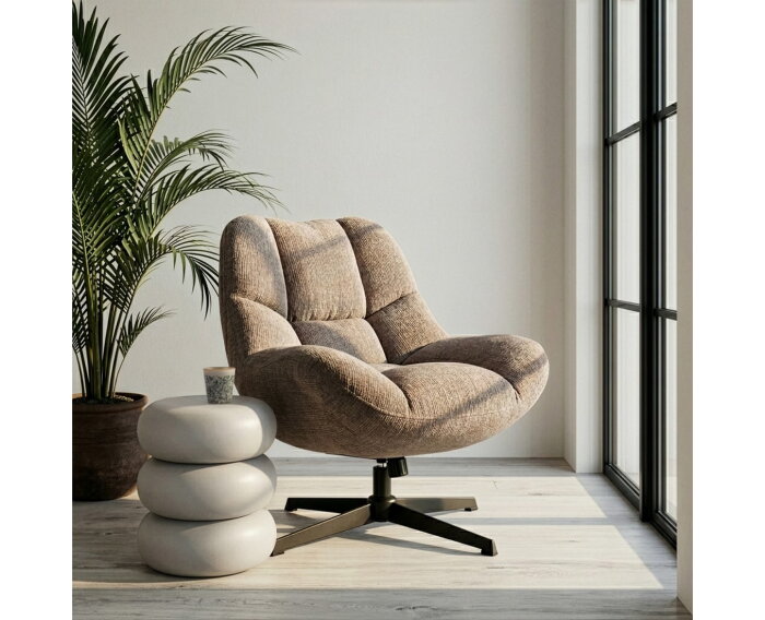 Draaifauteuil Chuck 360 - schommel effect - stof cremona fur - Unique Collection