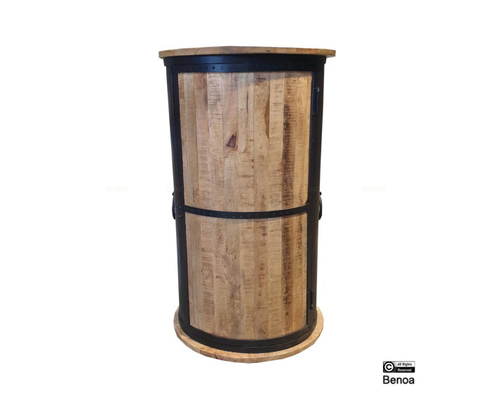 Wijnkast Ferdinand mangohout Zwart Staal