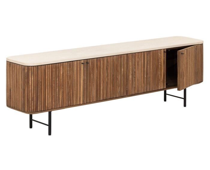 TV stand Lagoon medium, 4 doors,55x180x35 cm, teakwood + mortex