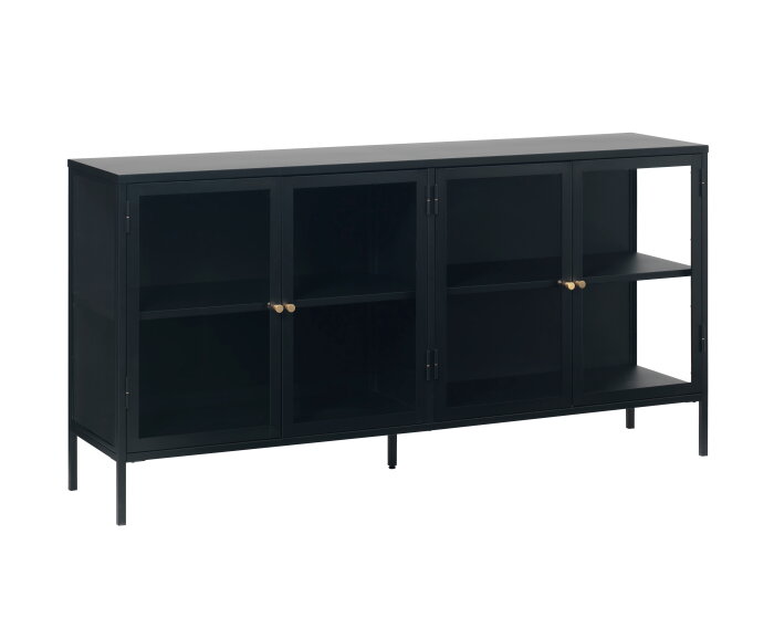 Dressoir Carmel metaal & glas 170 cm - Zwart