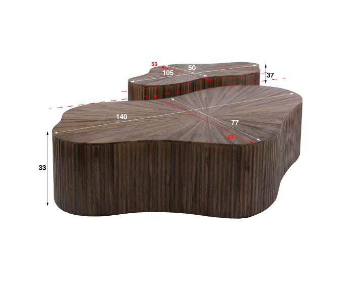Salontafel Maya Teak XL shamrock set/2 - Massief teak espresso