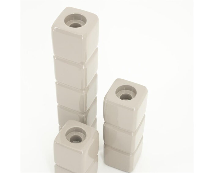 Candle holder Cube - taupe | BY-BOO