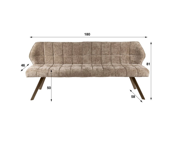 Eetkamerbank Raster - Hoven champagne - bruin metaal - 180x58x81 cm