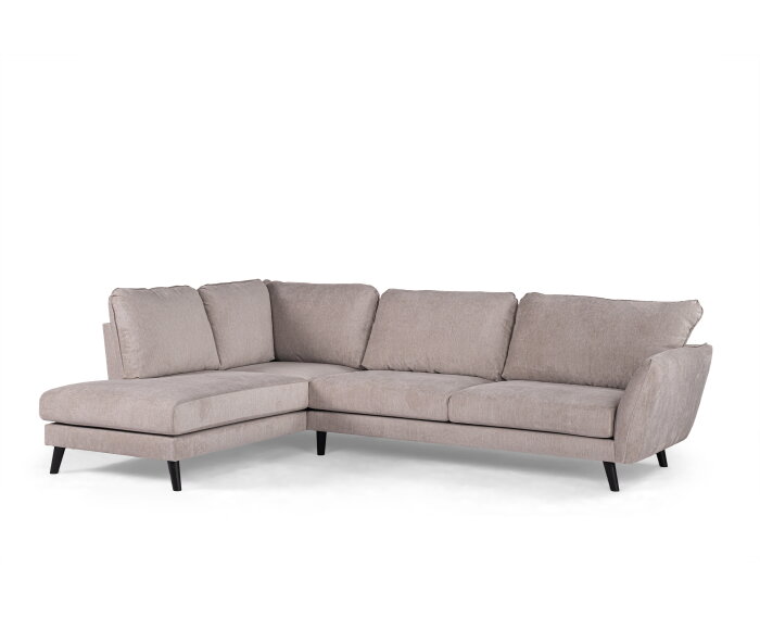 3 seater corner left, fabric Orinoco 23, K460 beige, black leg