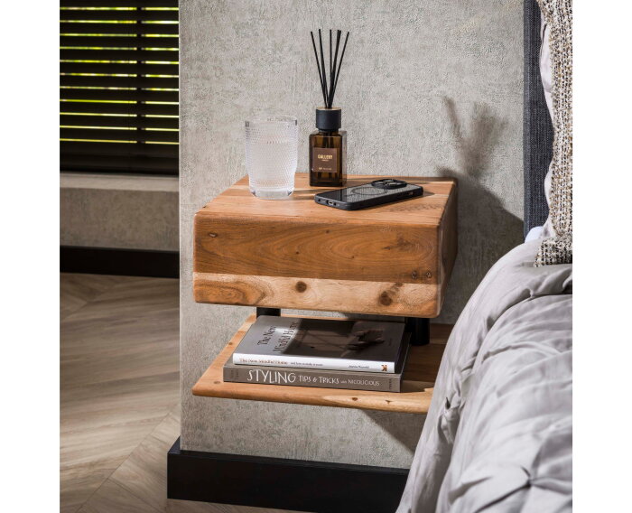 Nachtkastje Shelve zwevend acacia