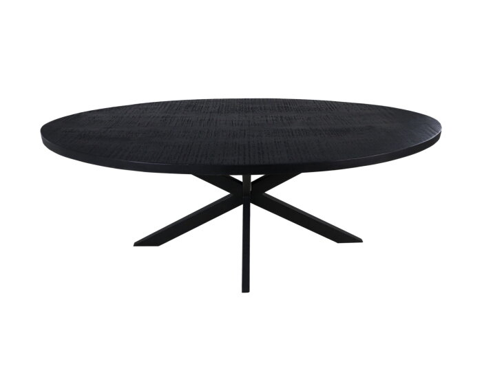 Ovale eettafel Melbourne - 180x100x76- Zwart - Mangohout/ijzer
