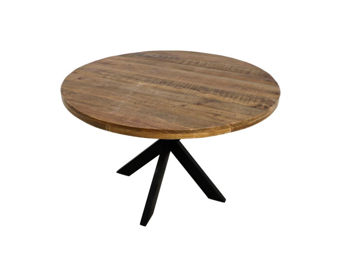 Ronde eettafel Melbourne - ø140x76 - Naturel/zwart - Mangohout/ijzer