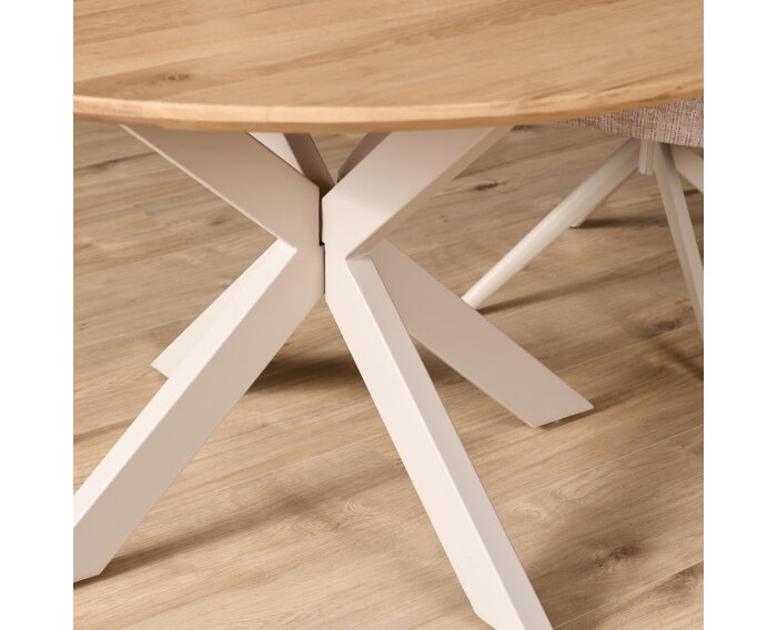 Eiken eettafel Ferris rond &Oslash;110x76 cm &ndash; Massief Europees eiken - Sand spinpoot - Naturel