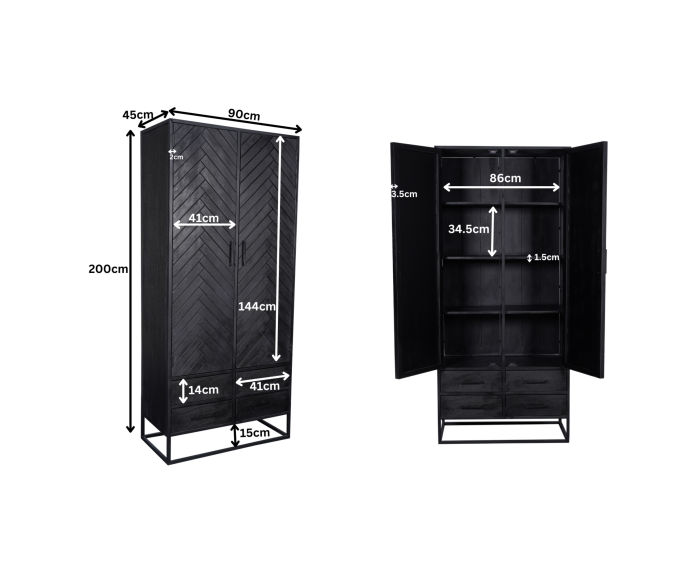 Kabinetkast New York | Mango Metaal | 90 cm