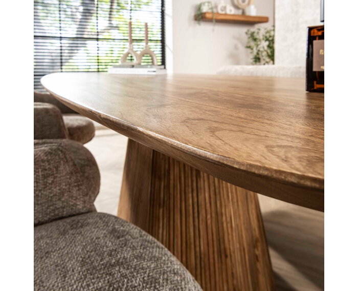 Eetkamertafel 215 wave centrale poot - Massief mango zandkleur