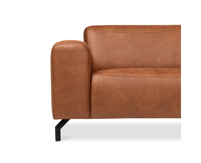 Hoekbank Bravino cognac - kentucky 09 lederlook &ndash; Ottomane rechts &ndash; 275x210 cm