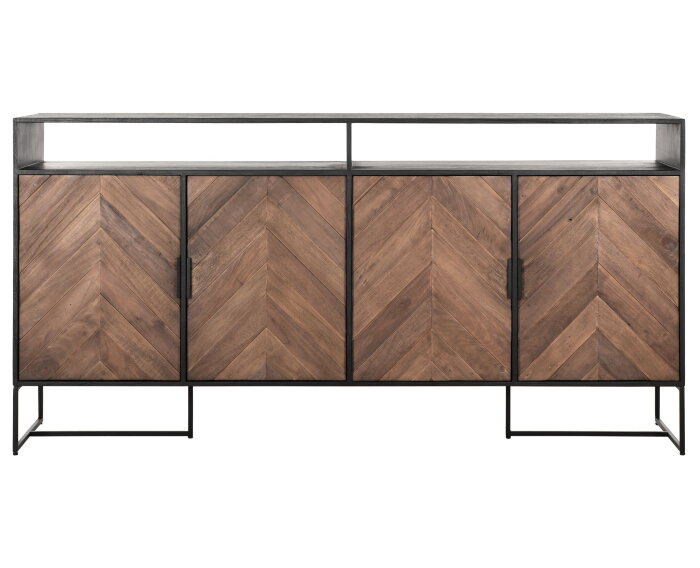 Dresser Criss Cross No.2, 4 doors, open rack,100x200x40 cm, mixed wood