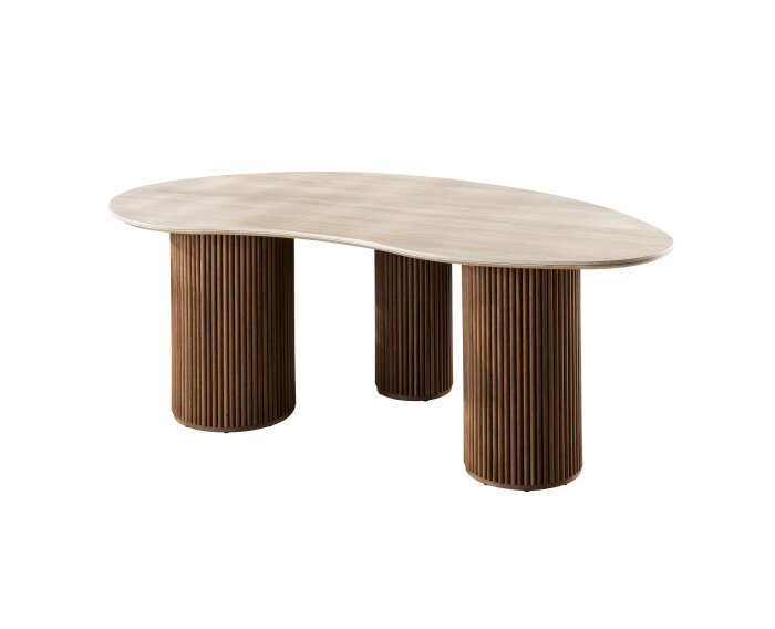 Eettafel Kuho organisch travertin keramiek 215x120 cm - Japandi