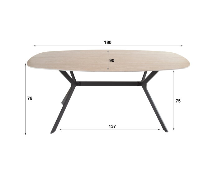 Eettafel travertin keramiek deens ovaal 180x90 cm - Beige