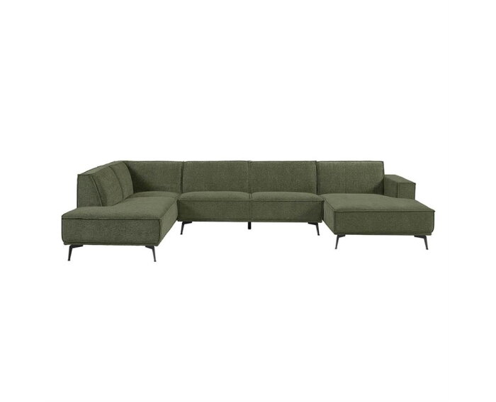Leeds Chaise R - 2 5 - Ottoman L - City 355 Bottle Green