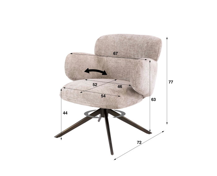 Fauteuil Flex draaibaar - Hoven zand-bruin