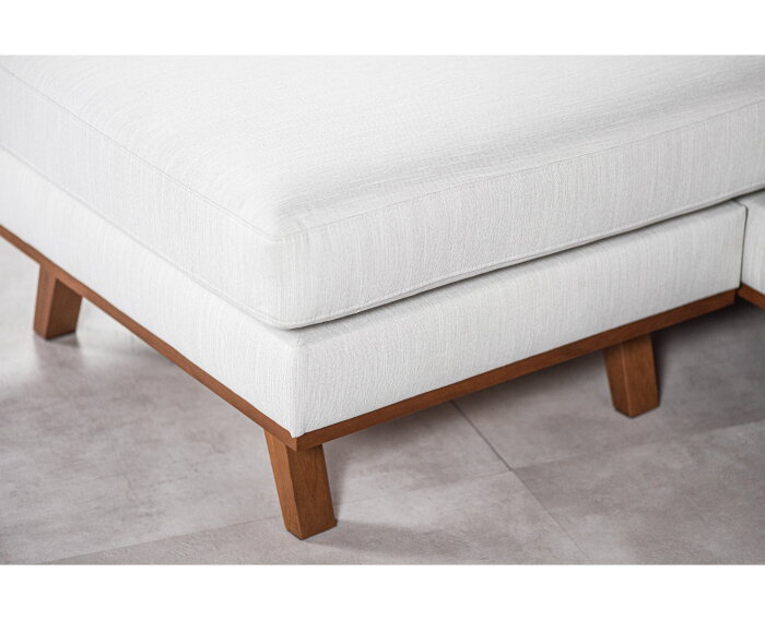 U-bank Borneo rechts Melva beige 3-zits met hoek en ottomaan 290 x 202 cm