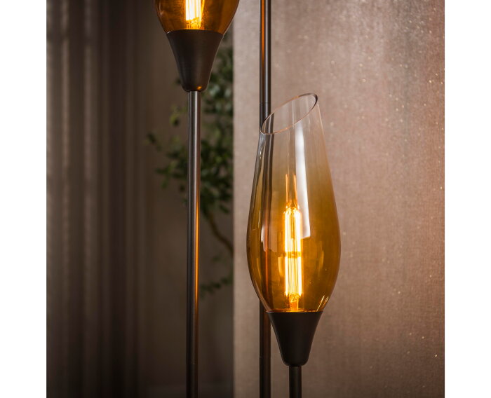 Vloerlamp Cocoon 3-lichts Shaded Sienna bruin &ndash; hotel chique design - 35x35x168 cm