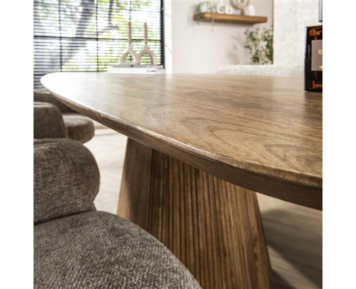 Eetkamertafel 215 wave centrale poot - Massief mango zandkleur