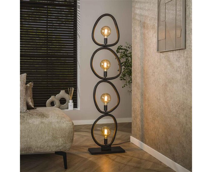 Vloerlamp 4L organic steel - Artic zwart