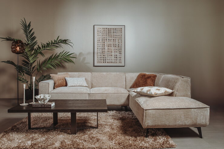 Tower Living Leeds hoekbank in beige met Mincio salontafel