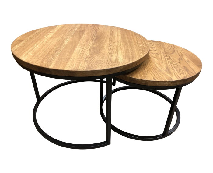 Verbazingwekkend Eiken ronde salontafel set van 2 Monocoat bruin PI-86